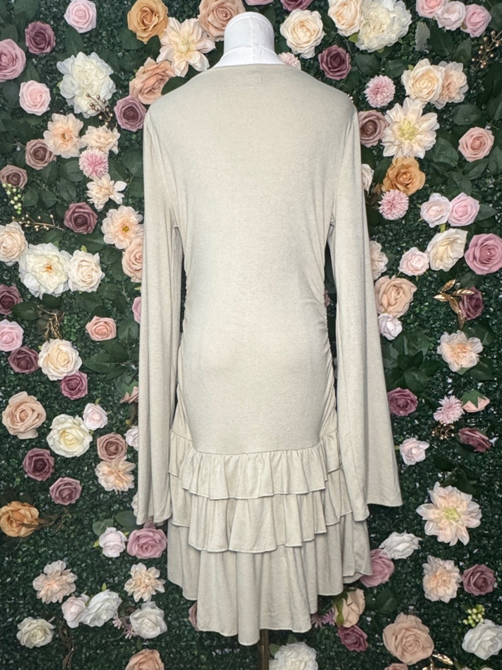 Free People Free-Est Good Feels Long-Sleeve Mini Dress in Green Haze NWOT - Picture 4 of 9